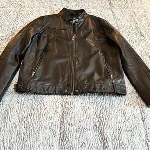 Black Rivet Men's Dark Brown Leather Jacket